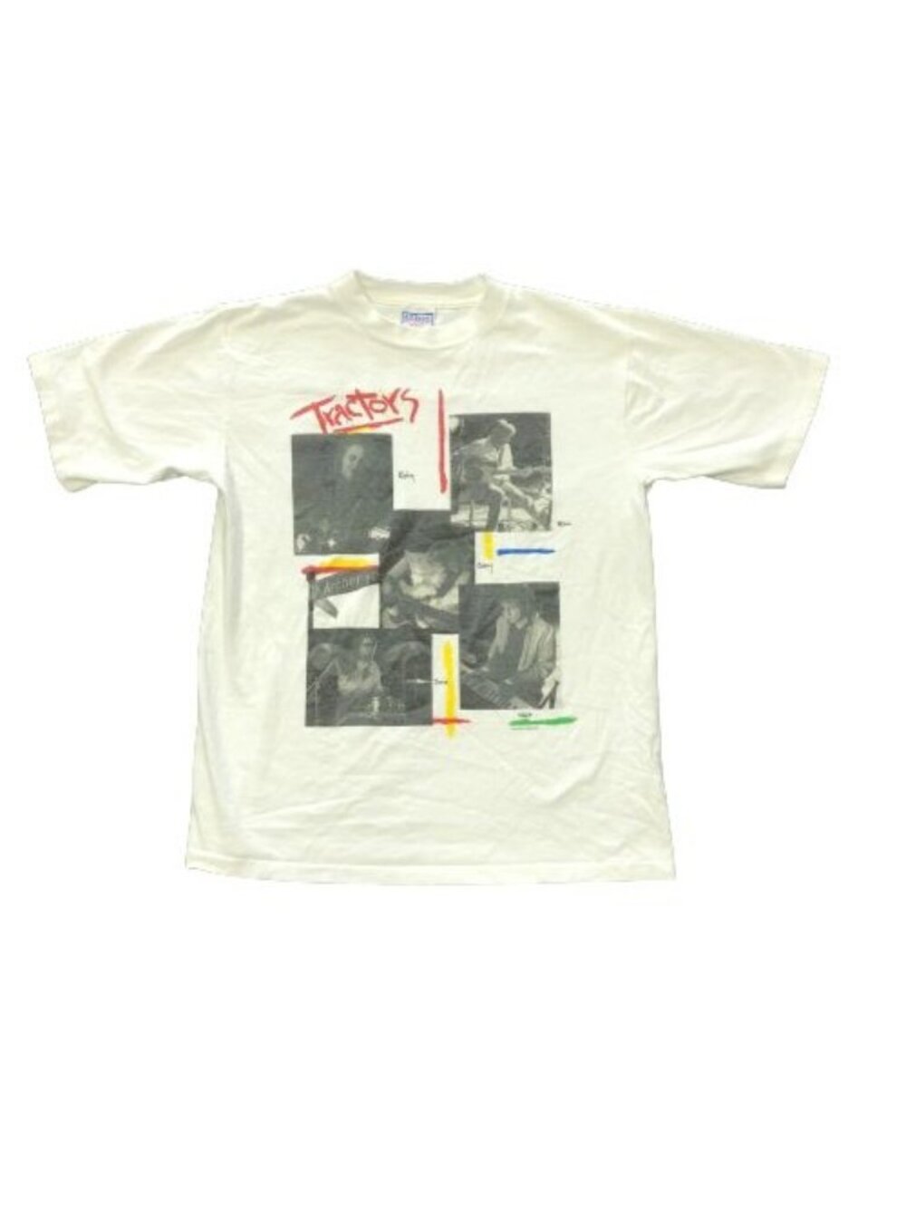 Vintage The Tractors White Band T-Shirt - Size Large